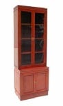 Rosewood bookcase with 2 glazed doors and 2 door cabinet below.