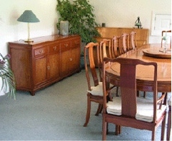 Handmade 12 seat dining table - solid rosewood with matching sideboard in classic Ming style.