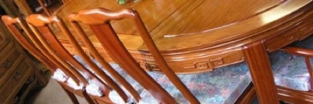 oval chinese dining table with longlife carving