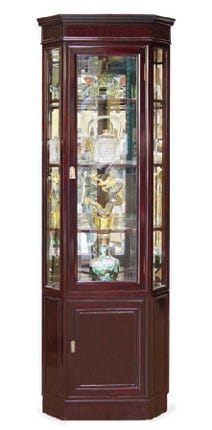 Chinese solid rosewood corner display cabinet with mirror back and lighting Mandarin style